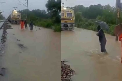heavy monsoon Pointsmen walked between tracks Sleemanabad and Dundi stations in Madhya Pradesh